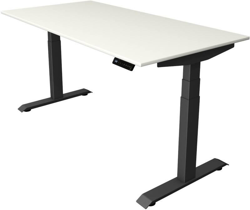 Kerkmann Elektronisch Höhenverstellbar Sitz-Stehschreibtisch Weiß T-Fuß 1.600 (B) x 800 (T) x 1.290 (H) mm Metall, Holz