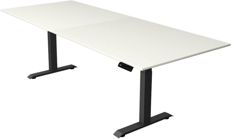 Kerkmann Elektronisch Höhenverstellbar Sitz-Stehschreibtisch Weiß T-Fuß 2.500 (B) x 1.000 (T) x 1.290 (H) mm Metall, Holz