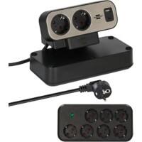 brennenstuhl Estilo Duplex Tisch-Steckdosenleiste 9-fach mit USB-C Power Delivery für Schnellladen, 1x USB-C, 1x USB-A, 2 m Schwarz 1153580210