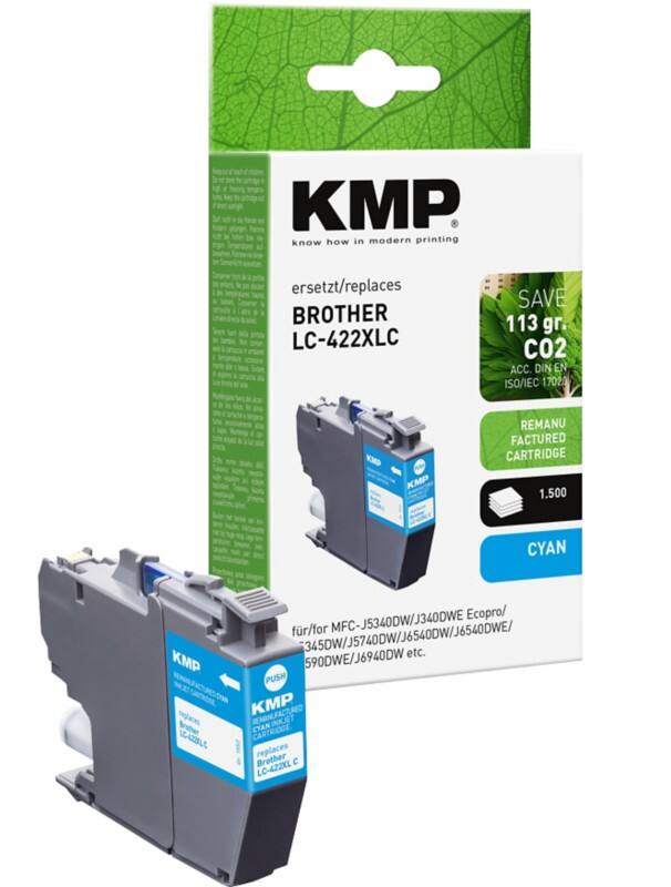 KMP Kompatibel Brother LC422XLC Tintenpatrone Cyan