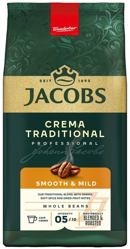 JACOBS Crema Traditional Glatt und Mild Kaffeebohnen 1000g