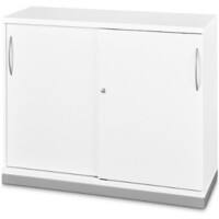 Schaffenburg Schiebetürenschrank Stahl 3 Fachboden 1.600 x 442 x 1.133 mm Weiß