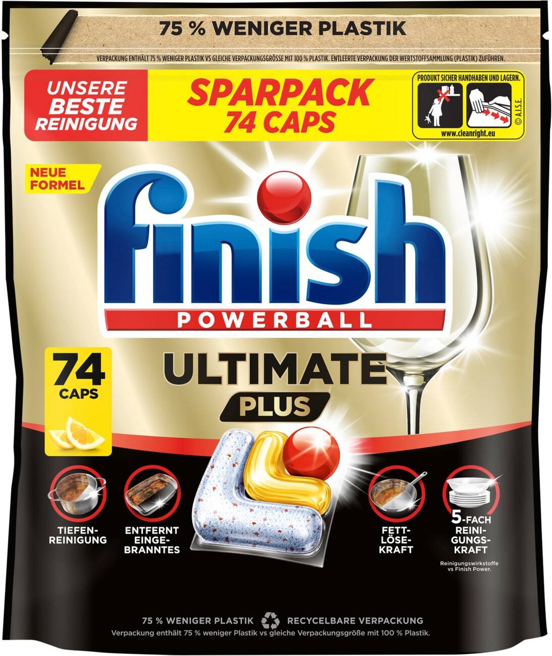 Finish Powerball Ultimate Plus Spülmaschinentabs Citrus 74 Stück