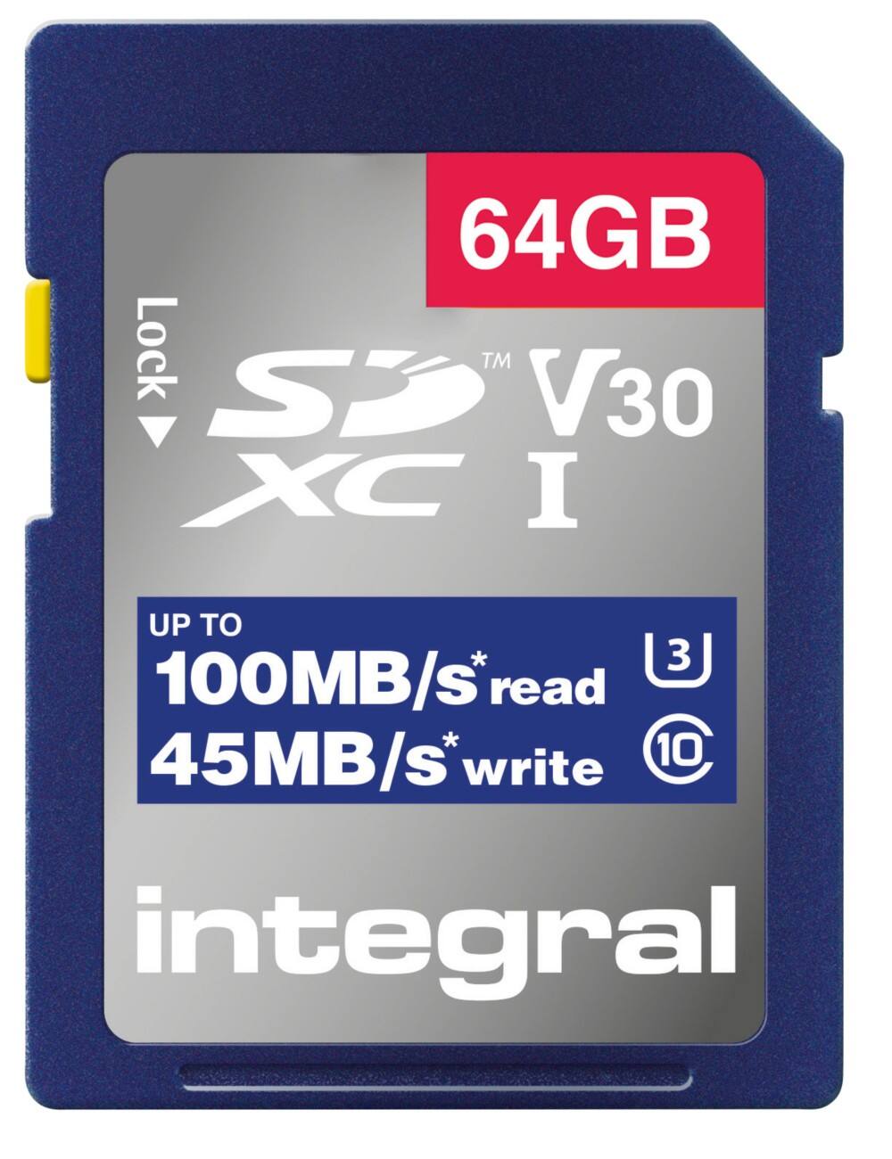 Integral 64 GB SD-Karte SDXC UHS-1 U3 CL10 V30 bis zu R-100 MBS