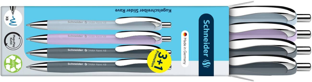 Schneider Kugelschreiber 0,5 mm Medium Nachfüllbar 4 Stück