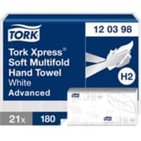 Tork Xpress Falthandtücher M-falz Weiß 2-lagig 120398 21 Stück à 180 Blatt