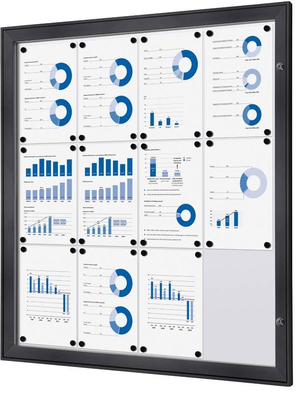SHOWDOWN Abschließbarer Schaukasten Magnetisch 96,1 (B) x 100,4 (H) cm Anthrazit 12 x DIN A4