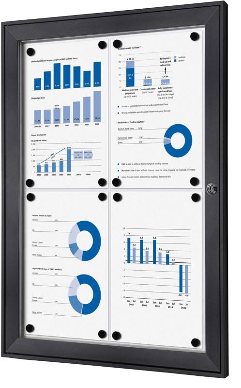 SHOWDOWN Abschließbarer Schaukasten Magnetisch 52,1 (B) x 69,6 (H) cm Anthrazit 4 x DIN A4