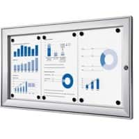 SHOWDOWN Abschließbarer Schaukasten Magnetisch 74,1 (B) x 38,8 (H) cm Silber 3 x DIN A4