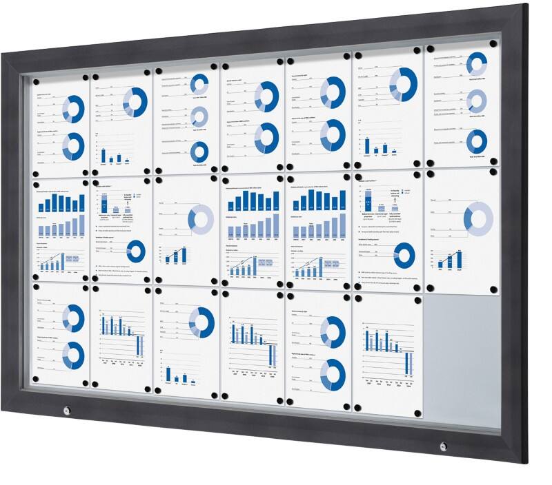 SHOWDOWN Abschließbarer Schaukasten Magnetisch 168,5 (B) x 106,7 (H) cm Anthrazit 21 x DIN A4