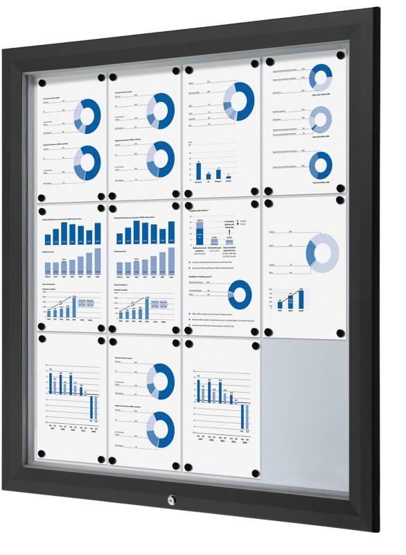 SHOWDOWN Abschließbarer Schaukasten Magnetisch 102,5 (B) x 106,7 (H) cm Schwarz 12 x DIN A4