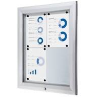 SHOWDOWN Abschließbarer Schaukasten Magnetisch 58,3 (B) x 76 (H) cm Silber 4 x DIN A4