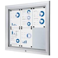 SHOWDOWN Abschließbarer Schaukasten Magnetisch 80,5 (B) x 76 (H) cm Silber 6 x DIN A4