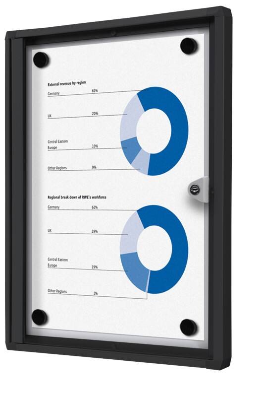 SHOWDOWN Abschließbarer Schaukasten Magnetisch 27,1 (B) x 35 (H) cm Schwarz 1 x DIN A4