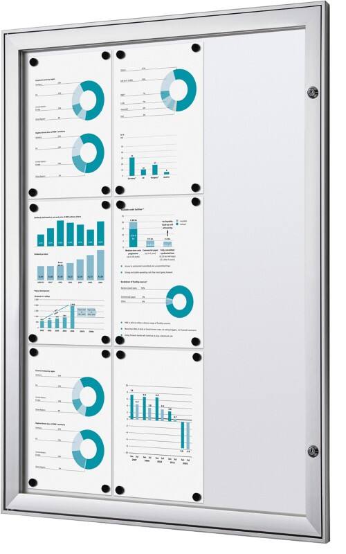 SHOWDOWN Abschließbarer Schaukasten Magnetisch 74,1 B x 100,4 H cm Silber 9 x DIN A4