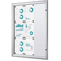SHOWDOWN Abschließbarer Schaukasten Magnetisch 74,1 B x 100,4 H cm Silber 9 x DIN A4