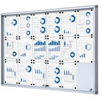 SHOWDOWN Abschließbarer Schaukasten Magnetisch 138 (B) x 98,2 (H) cm Silber 18 x DIN A4