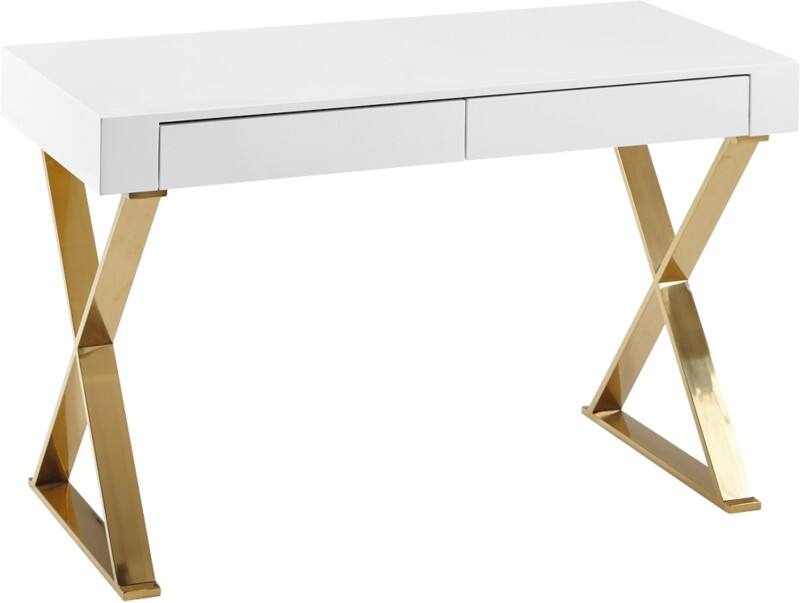 WOHNLING Schreibtisch WL6.314 Weiß Gold 118 x 76 x 57 cm