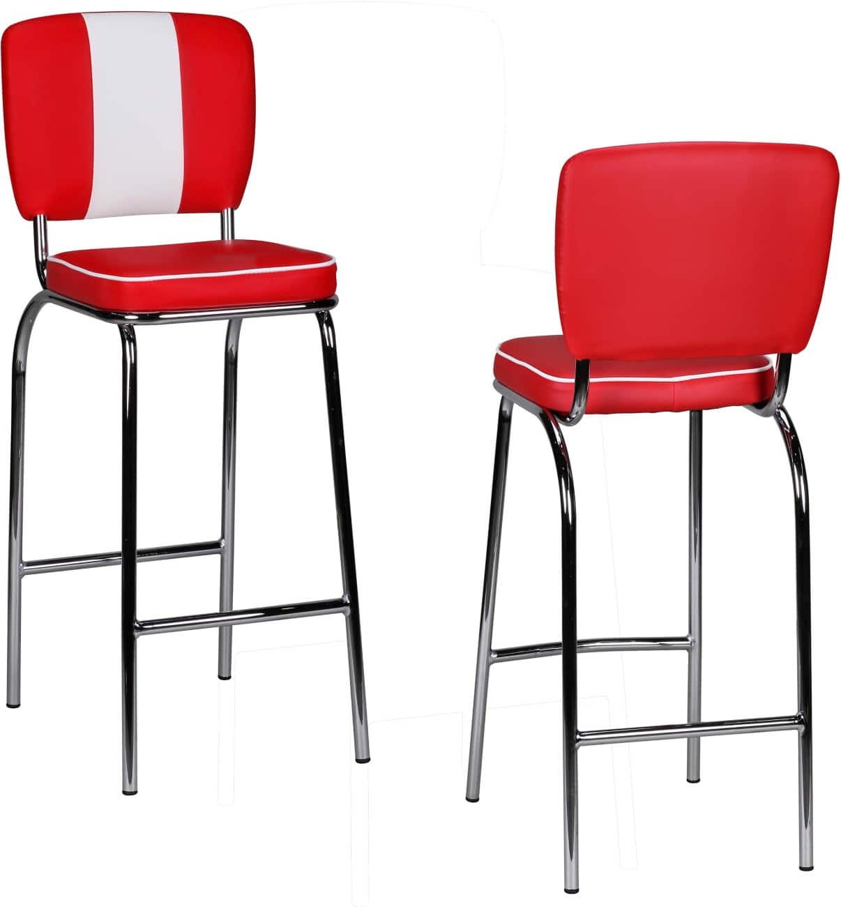 WOHNLING Barhocker WL1.718 Rot Weiß Kunstleder
