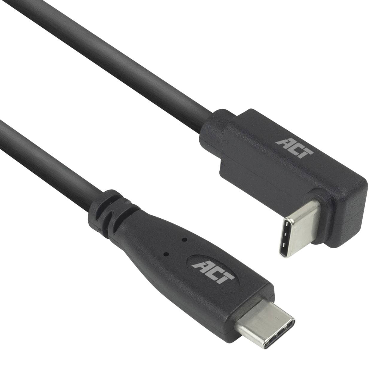 ACT USB-C Kabel 0.5M gerade bis nach oben/unten gewinkelt USB 3.0 10Gbps 60W Schwarz