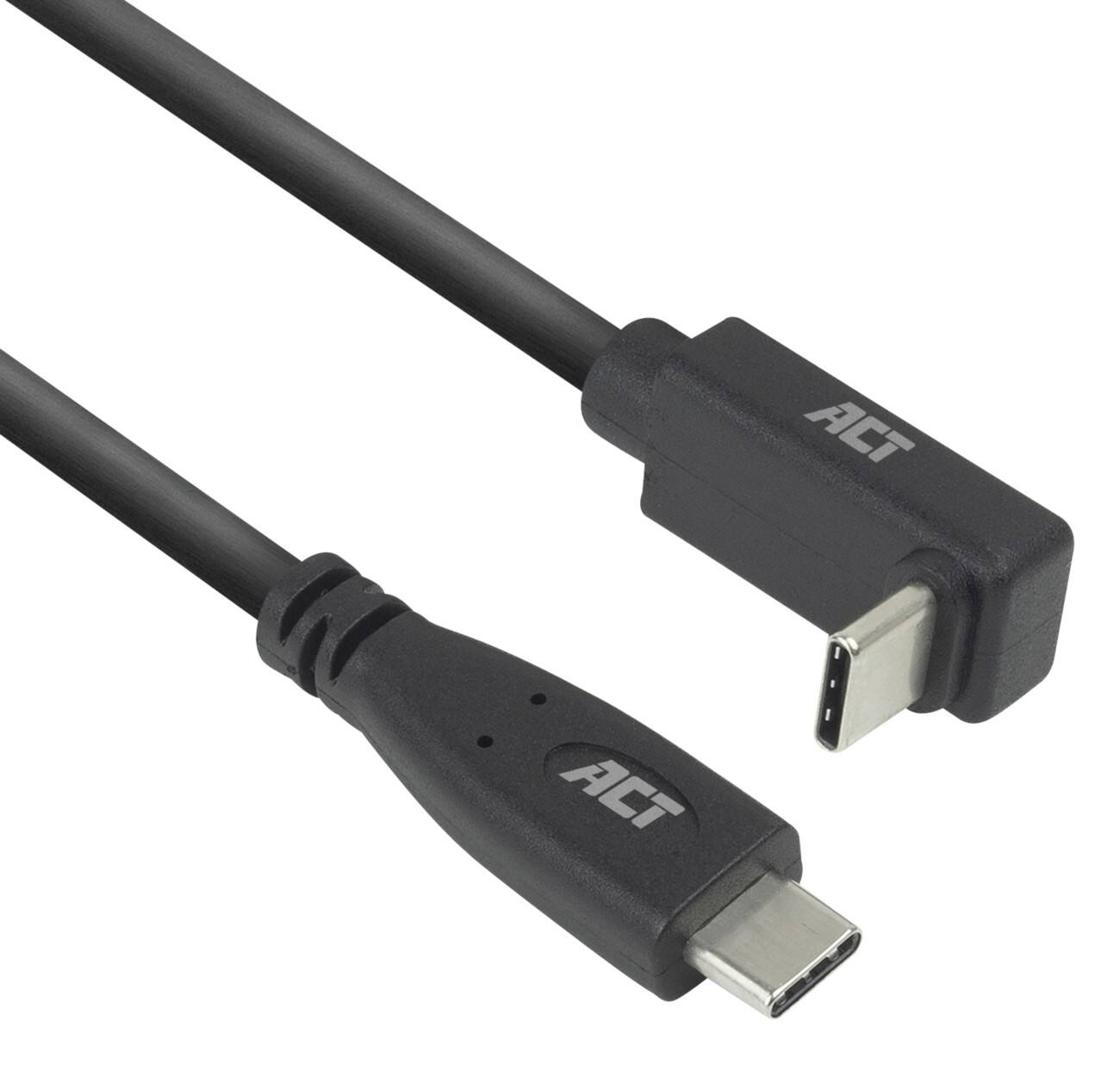 ACT USB-C Kabel 1M gerade bis nach oben/unten gewinkelt USB 3.0 10Gbps 60W Schwarz