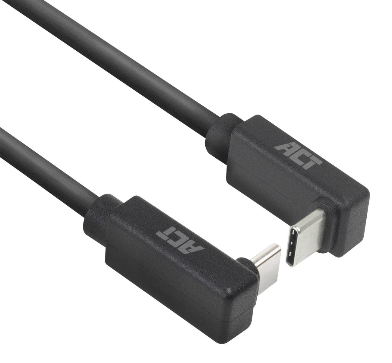 ACT USB-C Kabel 1M oben/unten gewinkelt zu oben/unten gewinkelt USB 3.0 10Gbps 60W Schwarz