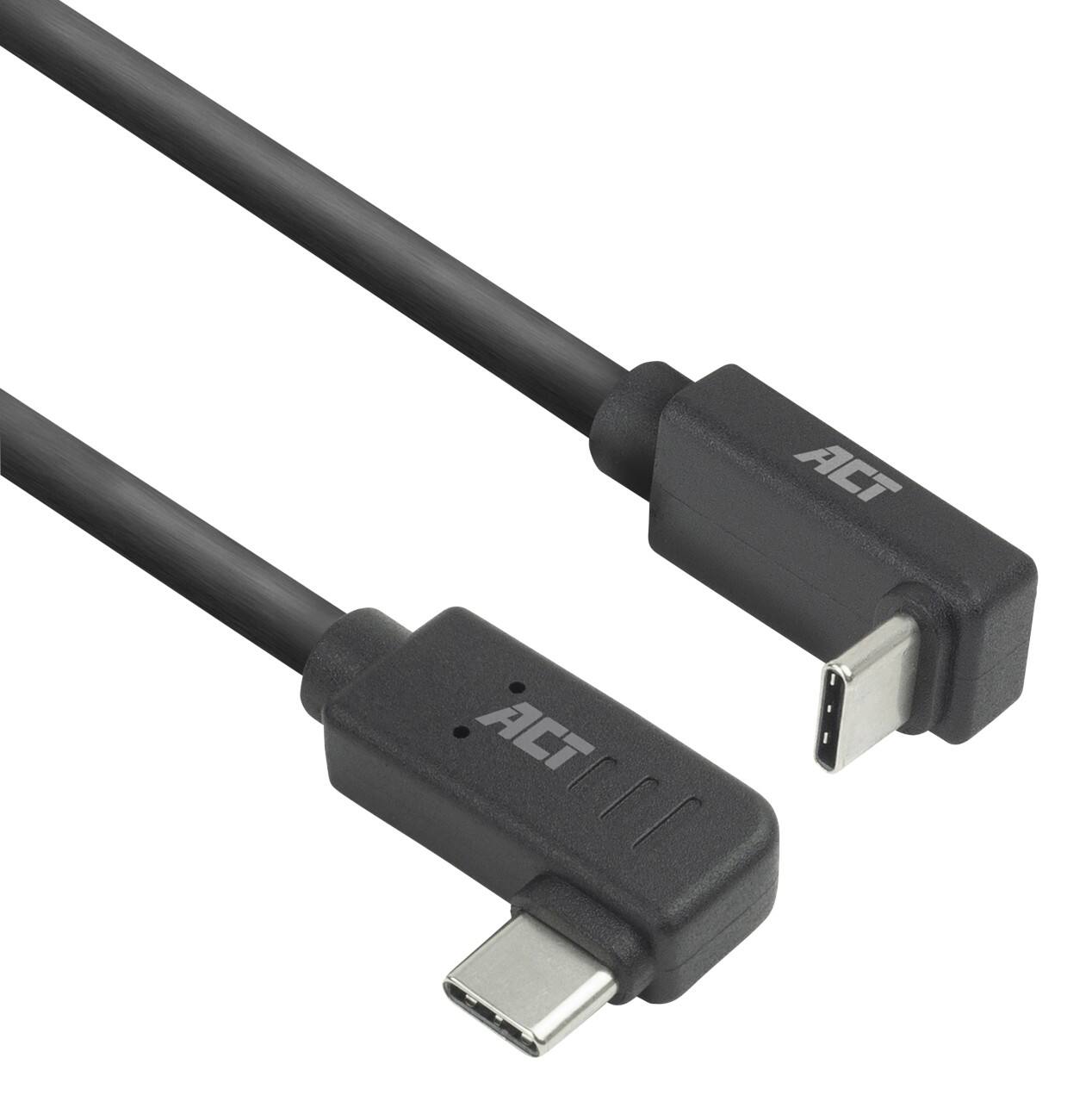 ACT USB-C Kabel 1M links/rechts abgewinkelt zu oben/unten abgewinkelt USB 3.0 10Gbps 60W Schwarz