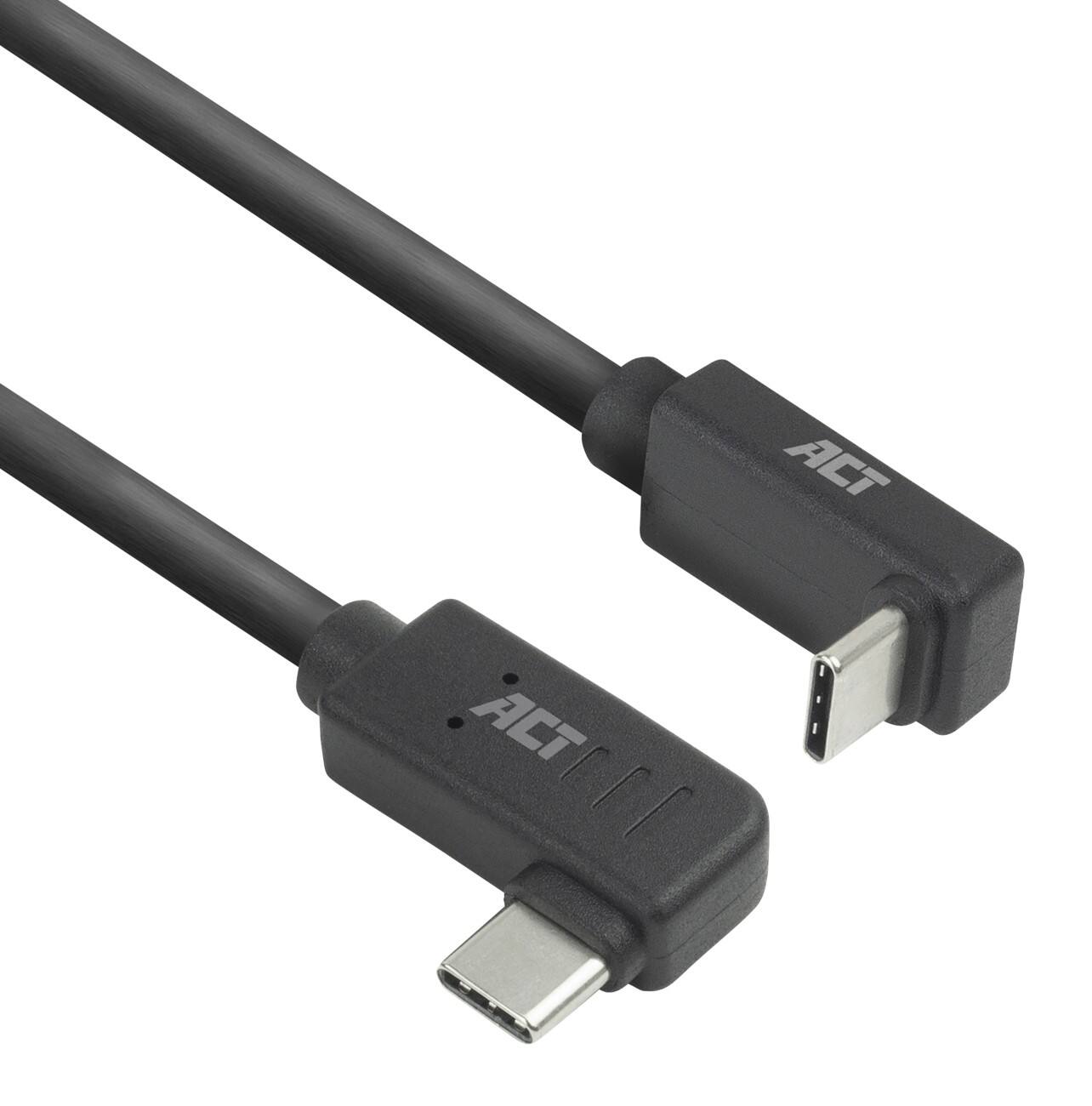 ACT USB-C Kabel 2M links/rechts abgewinkelt zu oben/unten abgewinkelt USB 3.0 10Gbps 60W Schwarz