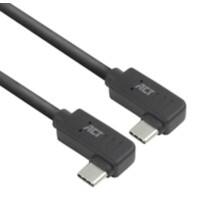 ACT USB-C Kabel 0.5M links/rechts gewinkelt auf links/rechts gewinkelt USB 3.0 10Gbps 60W Schwarz
