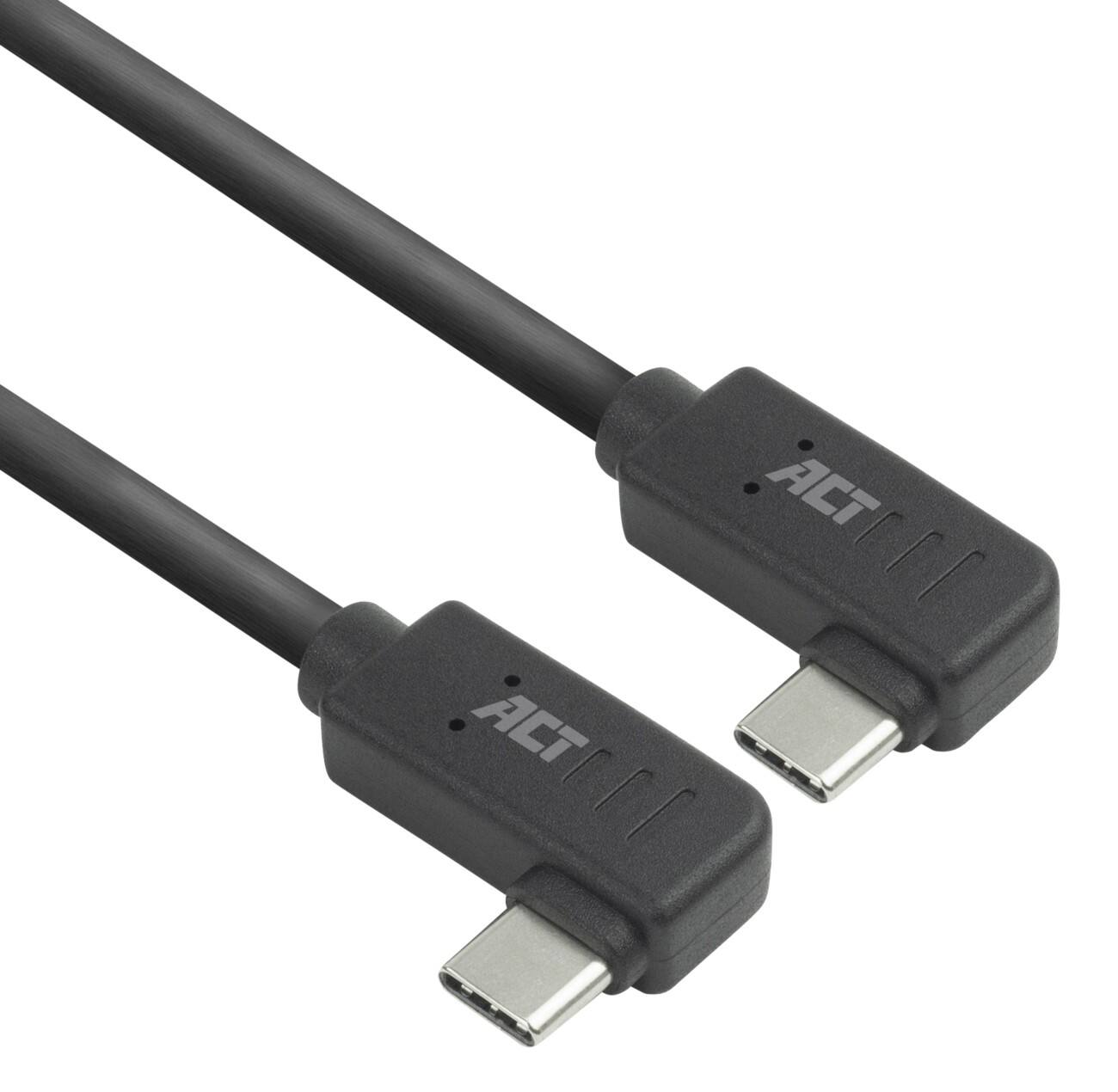 ACT USB-C Kabel 2M links/rechts gewinkelt auf links/rechts gewinkelt USB 3.0 10Gbps 60W Schwarz