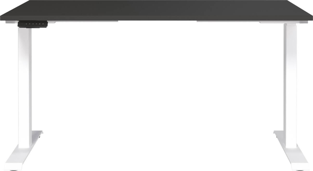 GERMANIA GW-Mailand Höhenverstellbarer Sitz-Stehschreibtisch Graphit T-Fuß 1.400 (B) x 800 (T) x 1.200 (H) mm Spanplatte, Metall