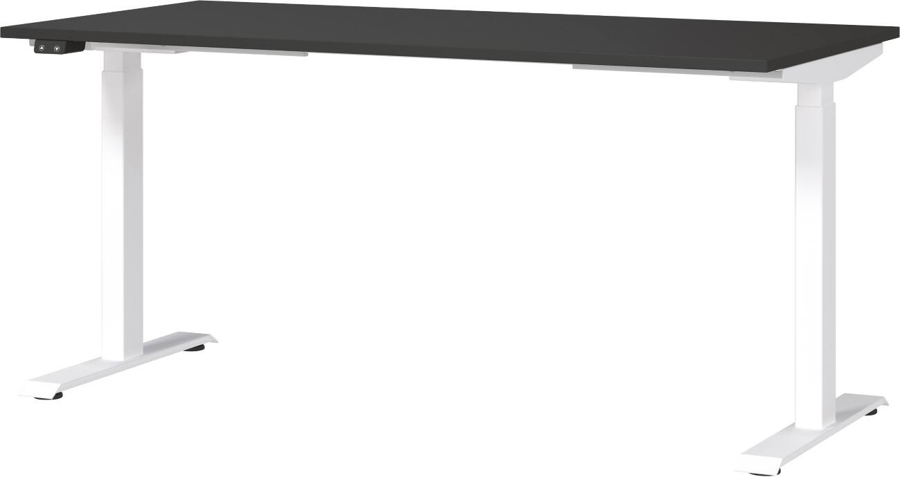 GERMANIA GW-Mailand Höhenverstellbarer Sitz-Stehschreibtisch Graphit T-Fuß 1.600 (B) x 800 (T) x 1.200 (H) mm Spanplatte, Metall