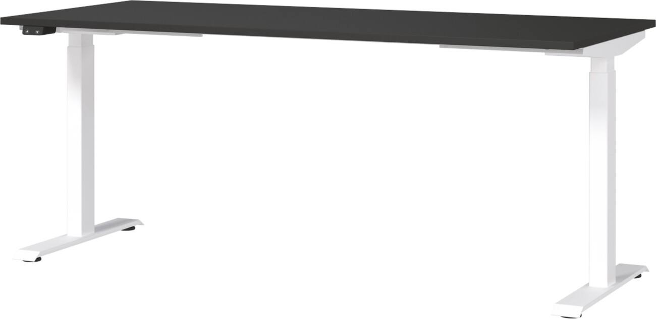 GERMANIA GW-Mailand Höhenverstellbarer Sitz-Stehschreibtisch Graphit T-Fuß 1.800 (B) x 800 (T) x 1.200 (H) mm Spanplatte, Metall