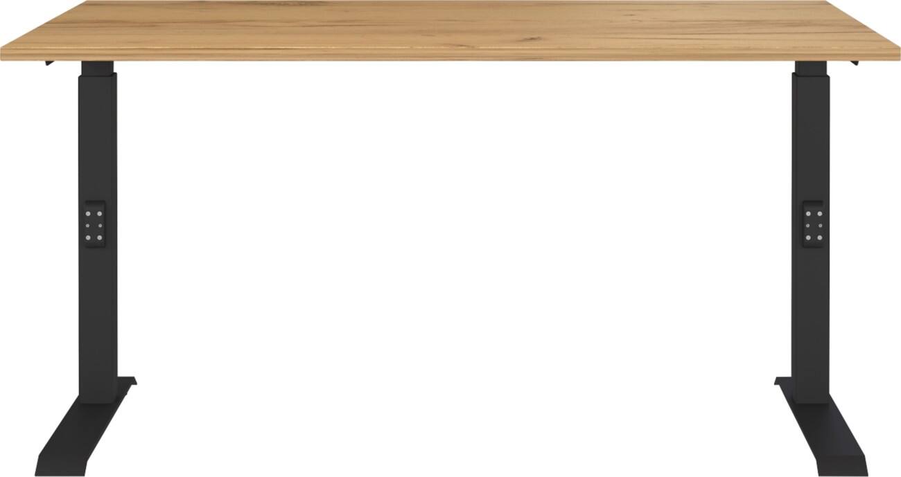 GERMANIA GW-Mailand Höhenverstellbarer Sitz-Stehschreibtisch Weiß T-Fuß 1.800 (B) x 800 (T) x 1.200 (H) mm Metall, Spanplatte