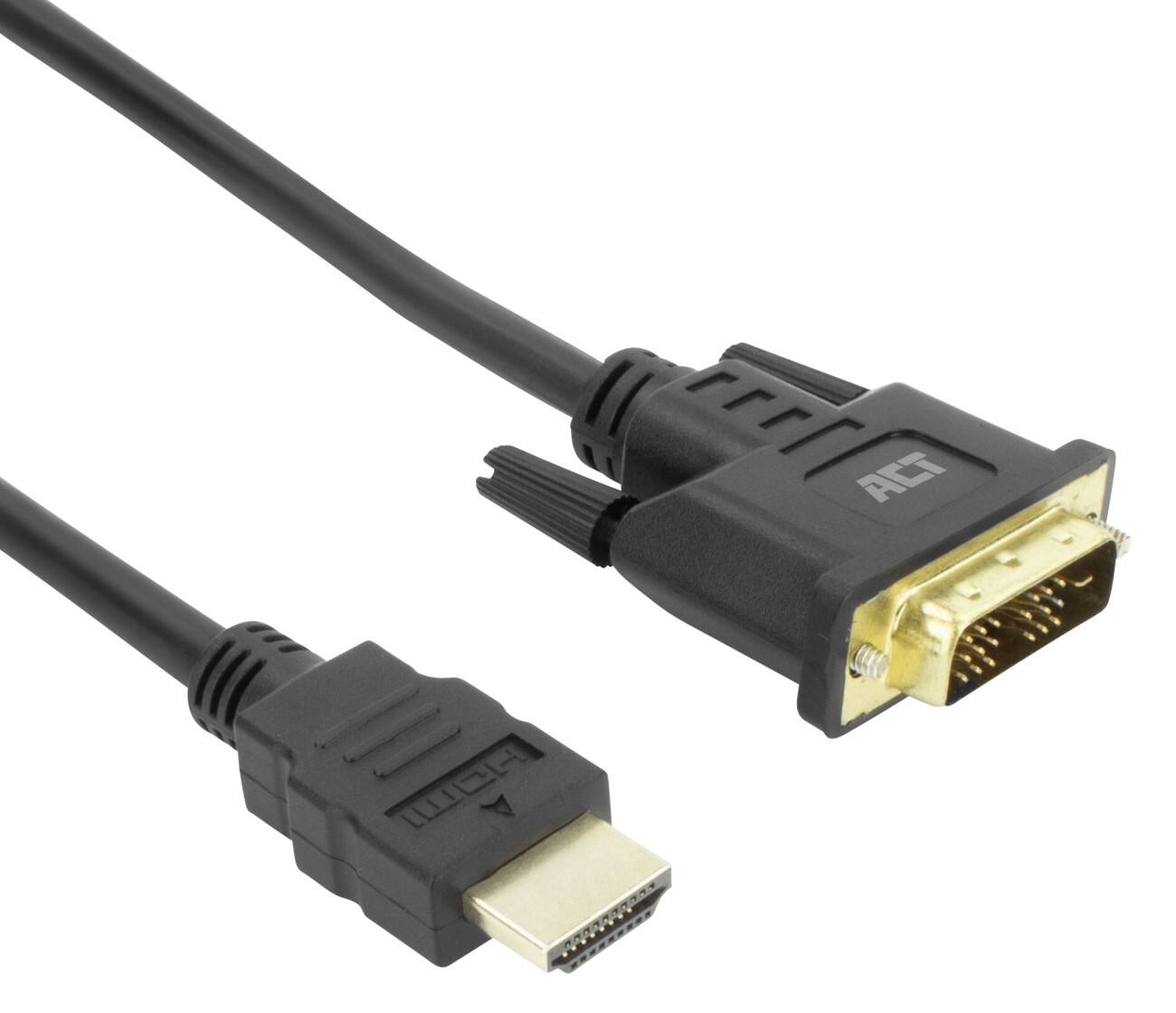 ACT HDMI-Kabel HDMI Stecker auf DVI 18+1-Pin Stecker 2 m Schwarz