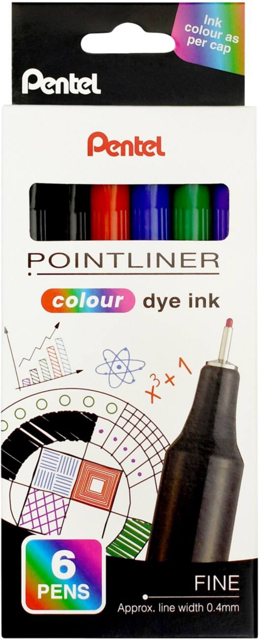 Pentel Pointliner Colour Fineliner Nadelspitze Mehrfarbig 6 Stück