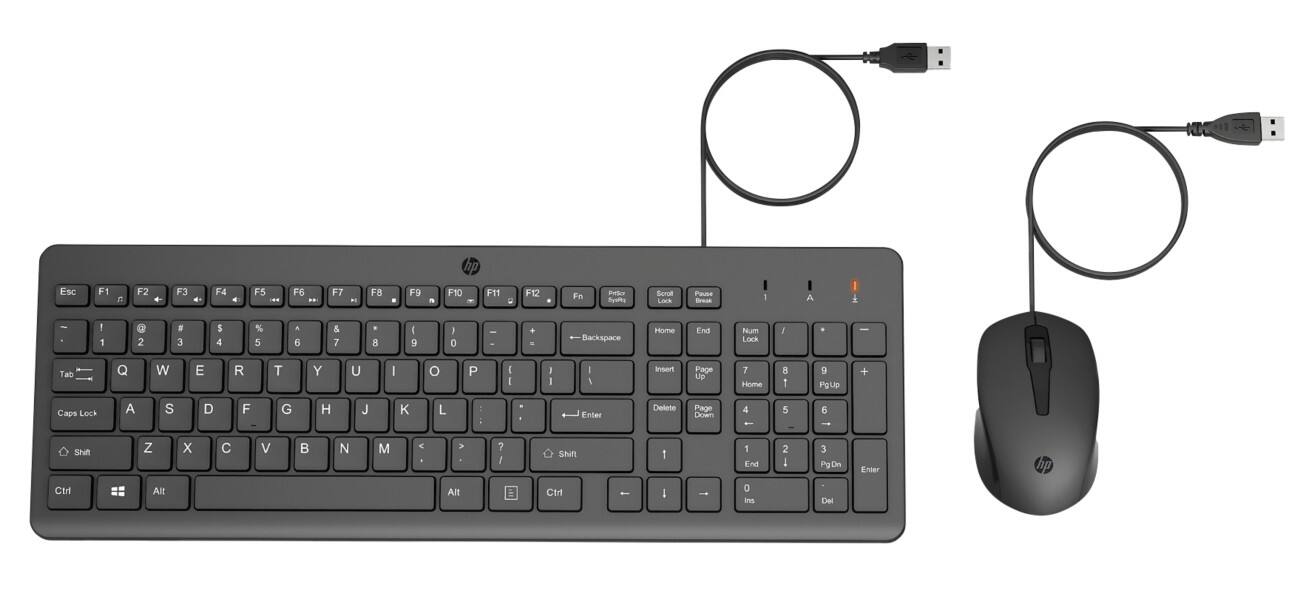 HP 150 Kabelgebundenes Tastatur und Maus Set QWERTZ Schwarz