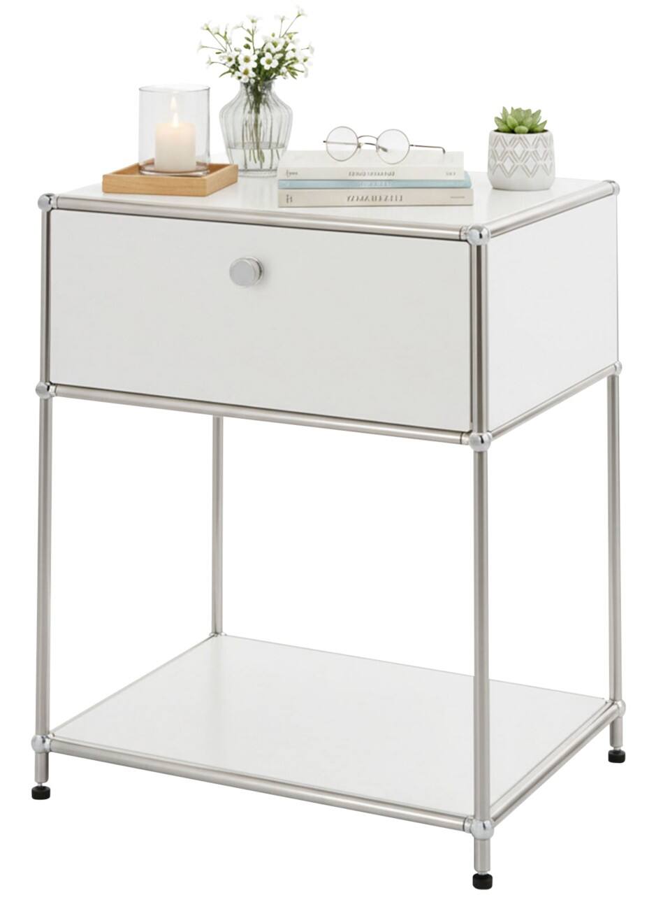 floordirekt Concept Epure Stahl Beistelltisch 500 x 400 x 650 mm Weiß
