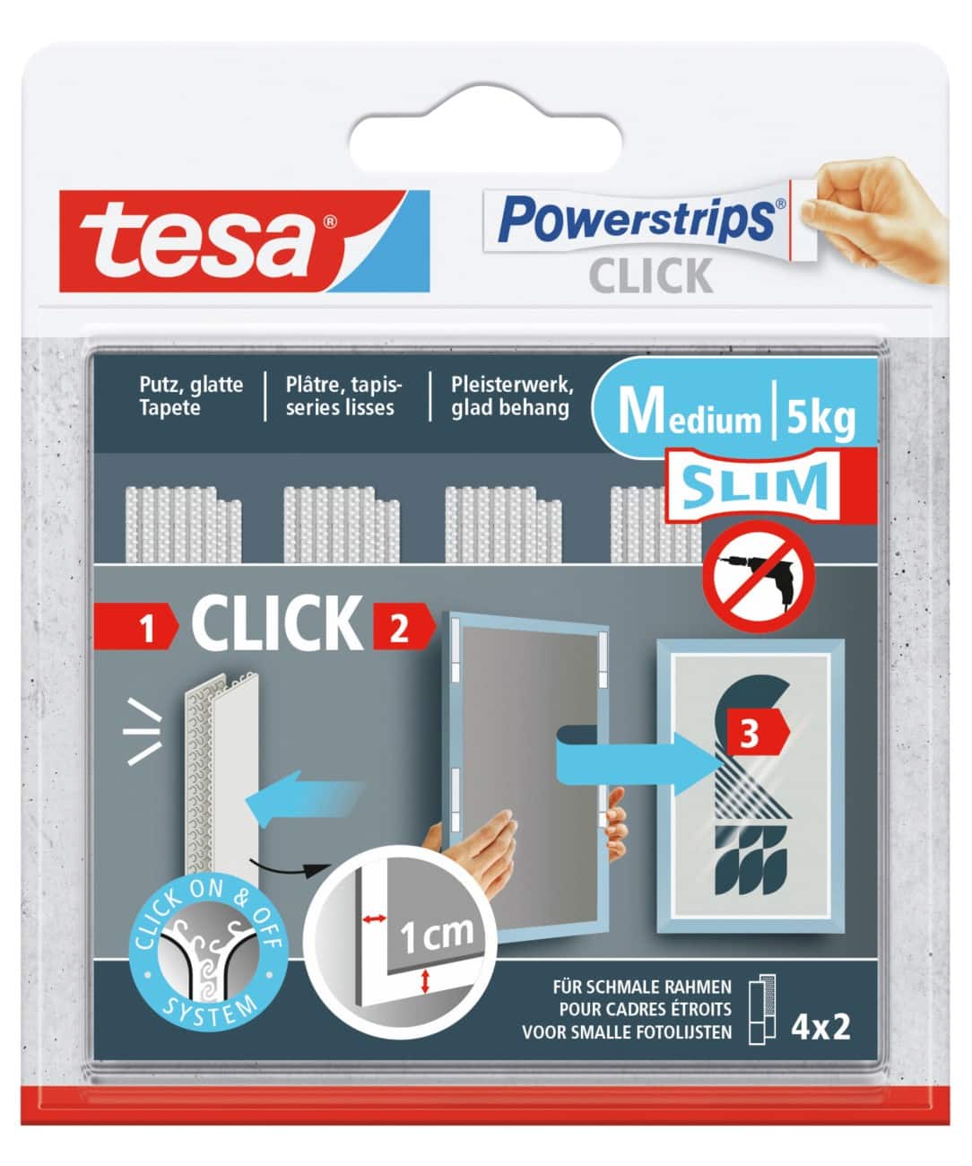 tesa Powerstrips Click Klebestreifen 2 M Slim 4 Stück