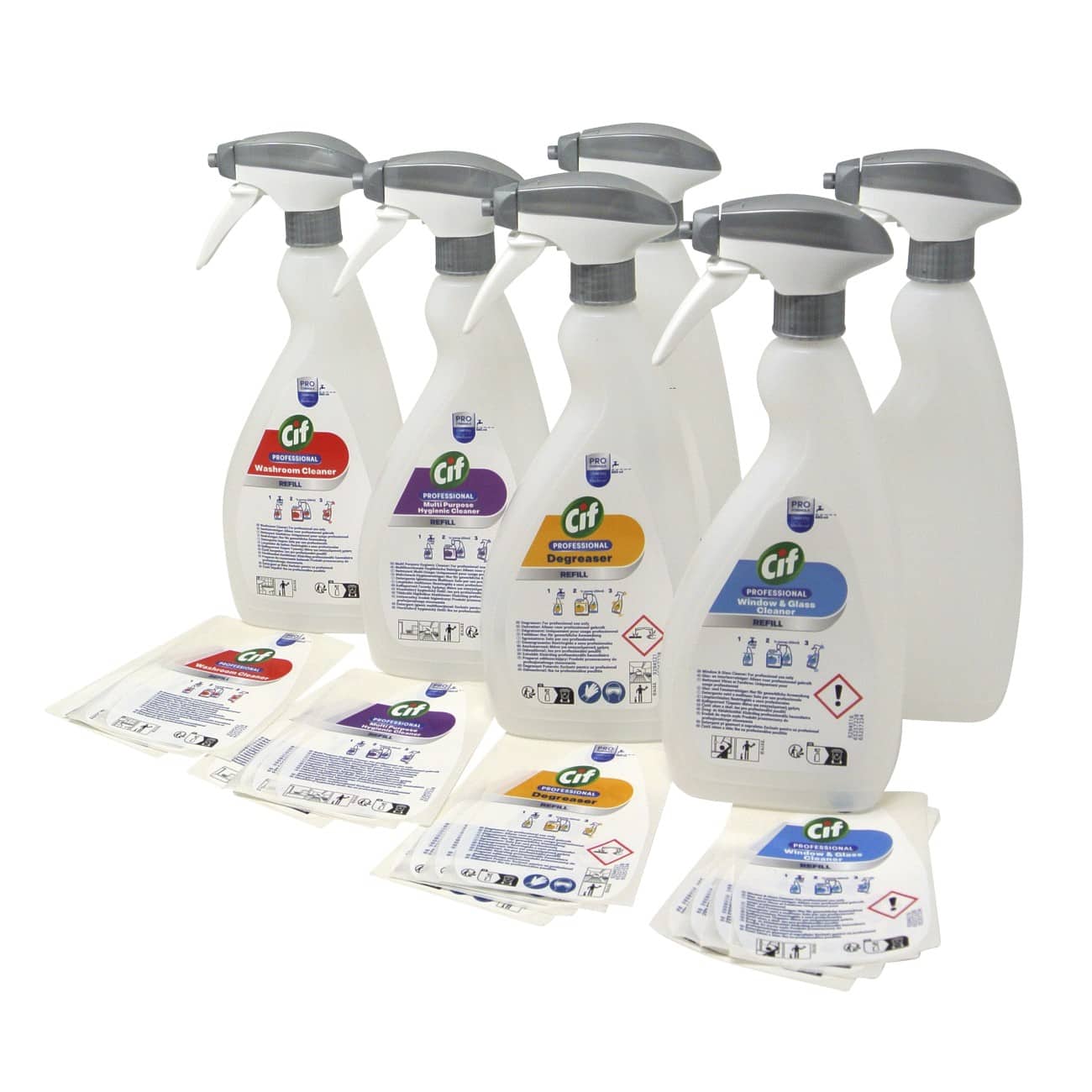 Cif Professional Sprühflasche Gemischt 19 (B) x 23,6 (T) x 29,7 (H) cm 9312819 6 Stück 750 ml