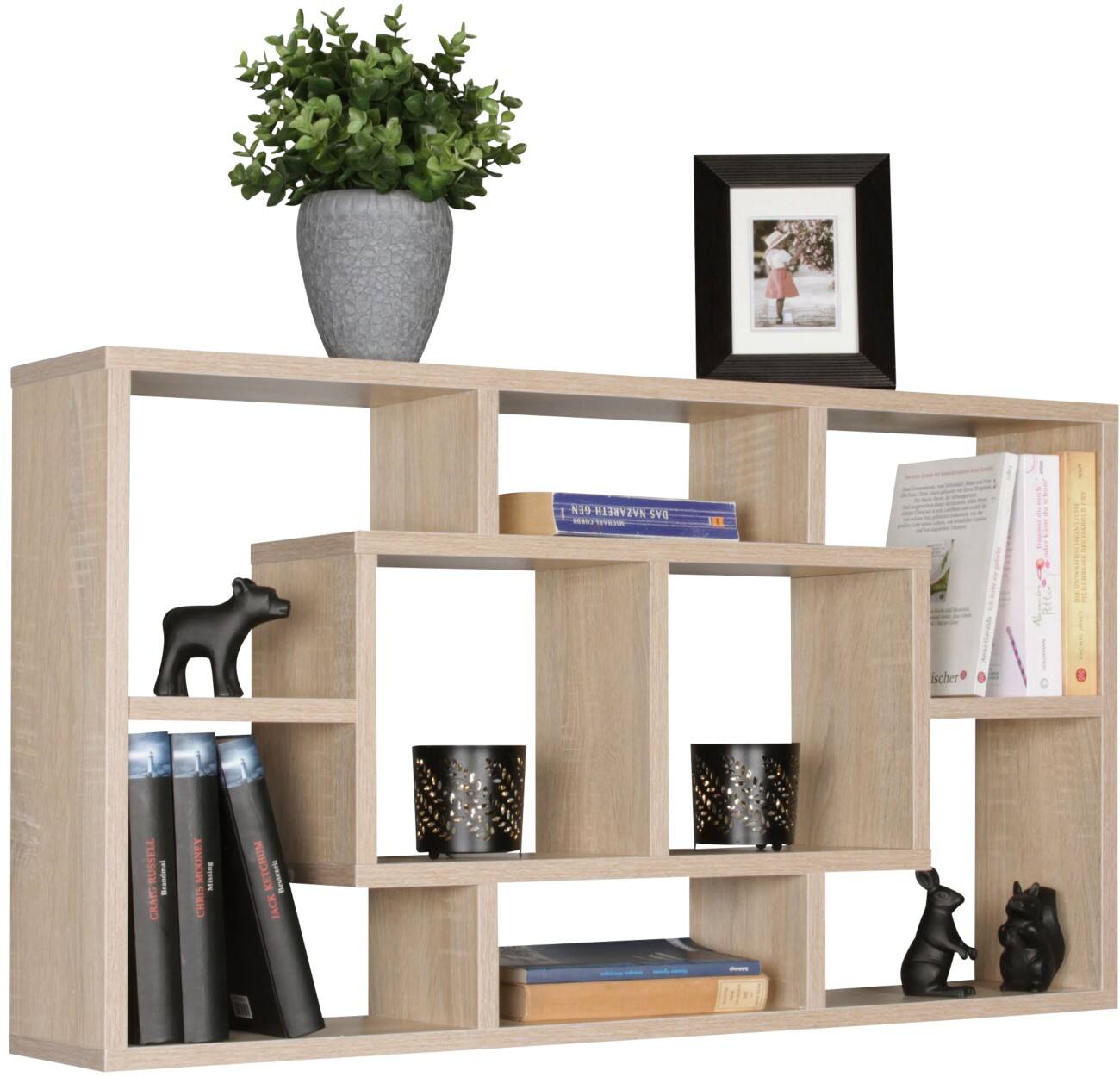 WOHNLING Spanplatte Wandregal 8 850 x 160 x 475 mm Grau