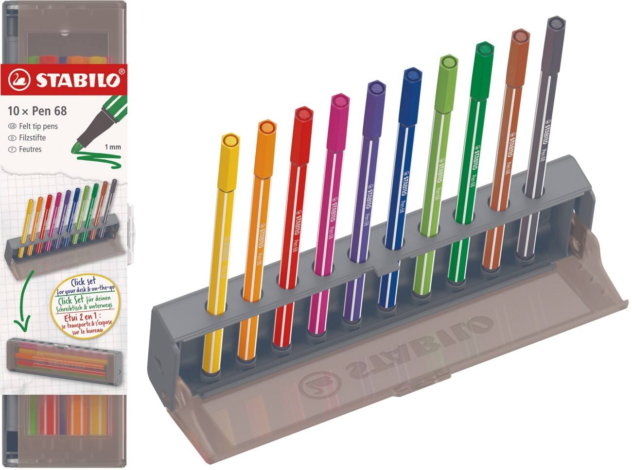 STABILO Pen 68 Faserschreiber Medium Farbig sortiert 6810-7 10 Stück
