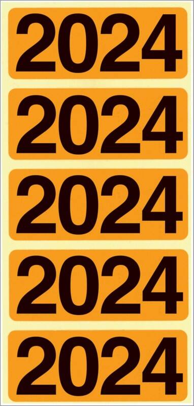 Bene Selbstklebende Jahresetiketten 2024 Orange 48 x 19 mm 100 Stück