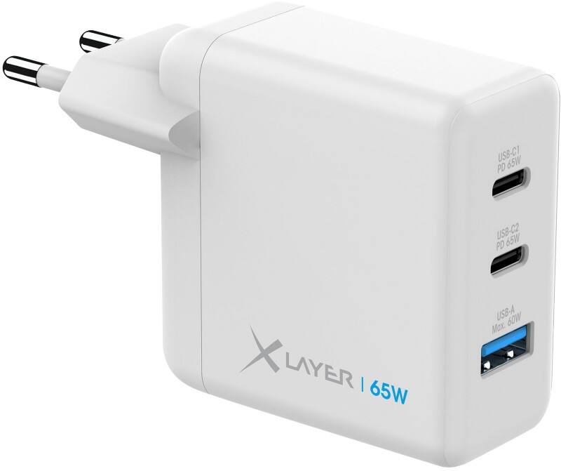 XLayer Ladegerät 65 W 2 x USB-C 65 W, 1 x USB-A 60 W Weiß