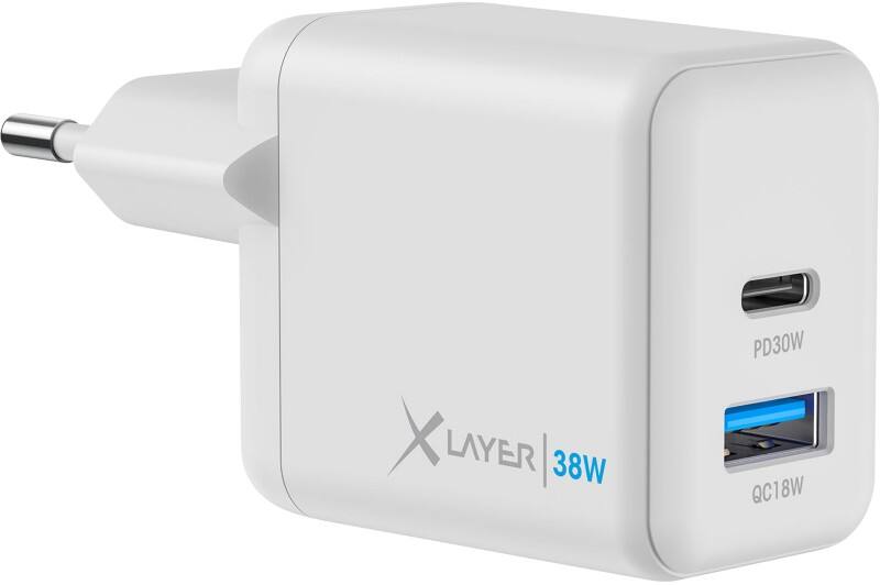 XLayer Ladegerät 38 W 1 x USB-C 30 W, 1 x USB-A QC 18 W Weiß