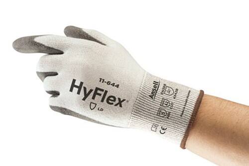 Ansell HyFlex Mechanical Protection Mehrweg Handschuhe PU (Polyurethan) HPPE, Nylon, Spandex Größe 8 Grau, Weiß 12 Paar