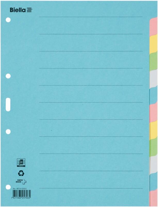 Biella Blanko Register DIN A4 Farbig Sortiert 12-teilig Pappkarton