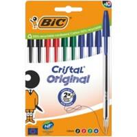 BIC Cristal Original Kugelschreiber Medium 0,4 mm Färbig sortiert 10 Stück