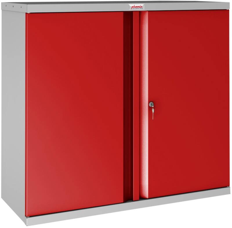 Phoenix SCL Serie Aufbewahrungsschank Stahl 1 Fachboden 915 x 370 x 830 mm Grau, Rot