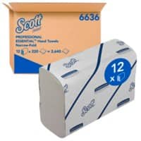 Scott Essential Papierhandtücher Narrow-falz Weiß 2-lagig 6636 12 Stück à 220 Blatt